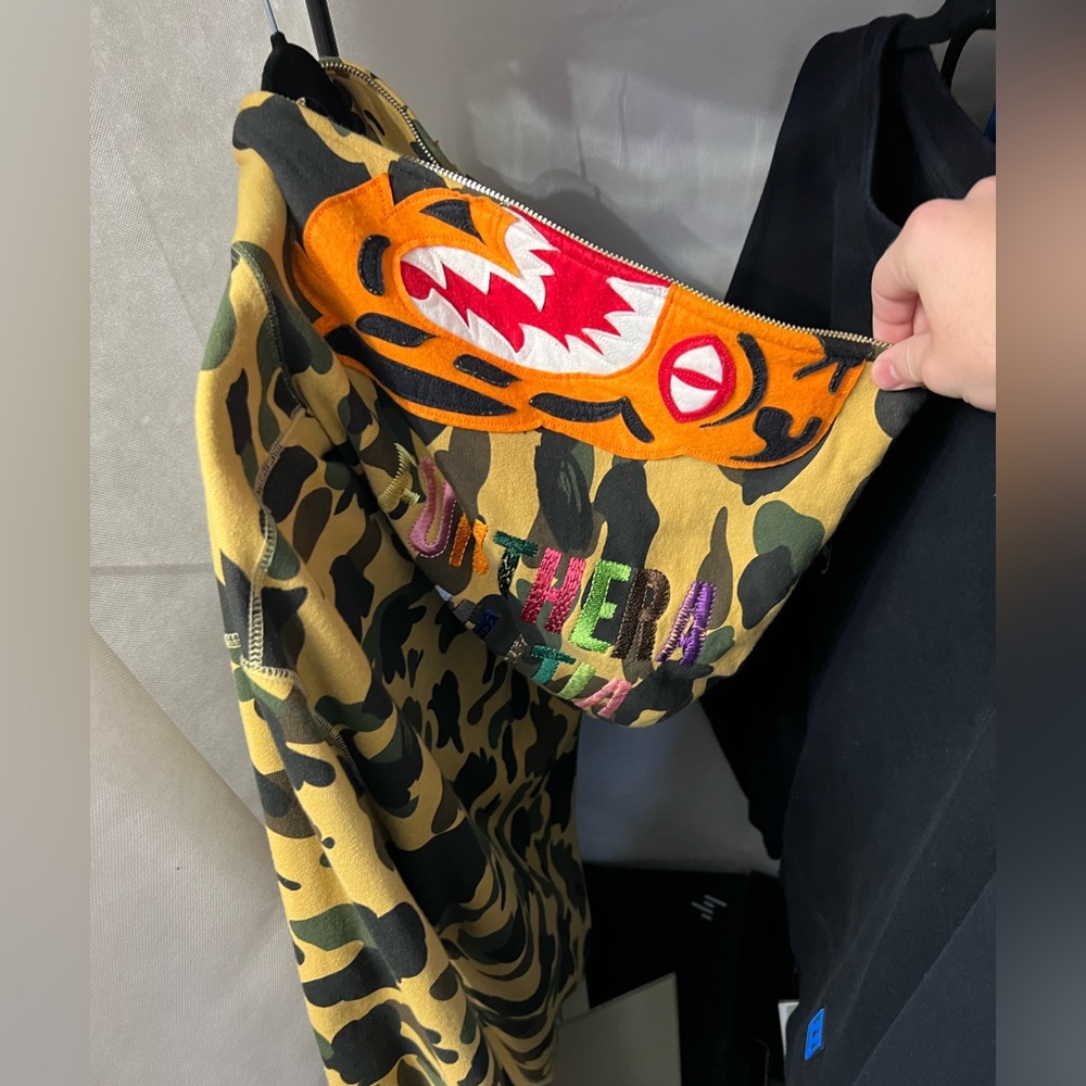 A Bathing Ape Yellow Camo Tiger Hoodie